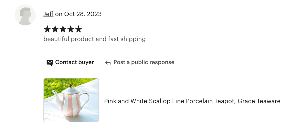 Pink and White Scallop Fine Porcelain Teapot