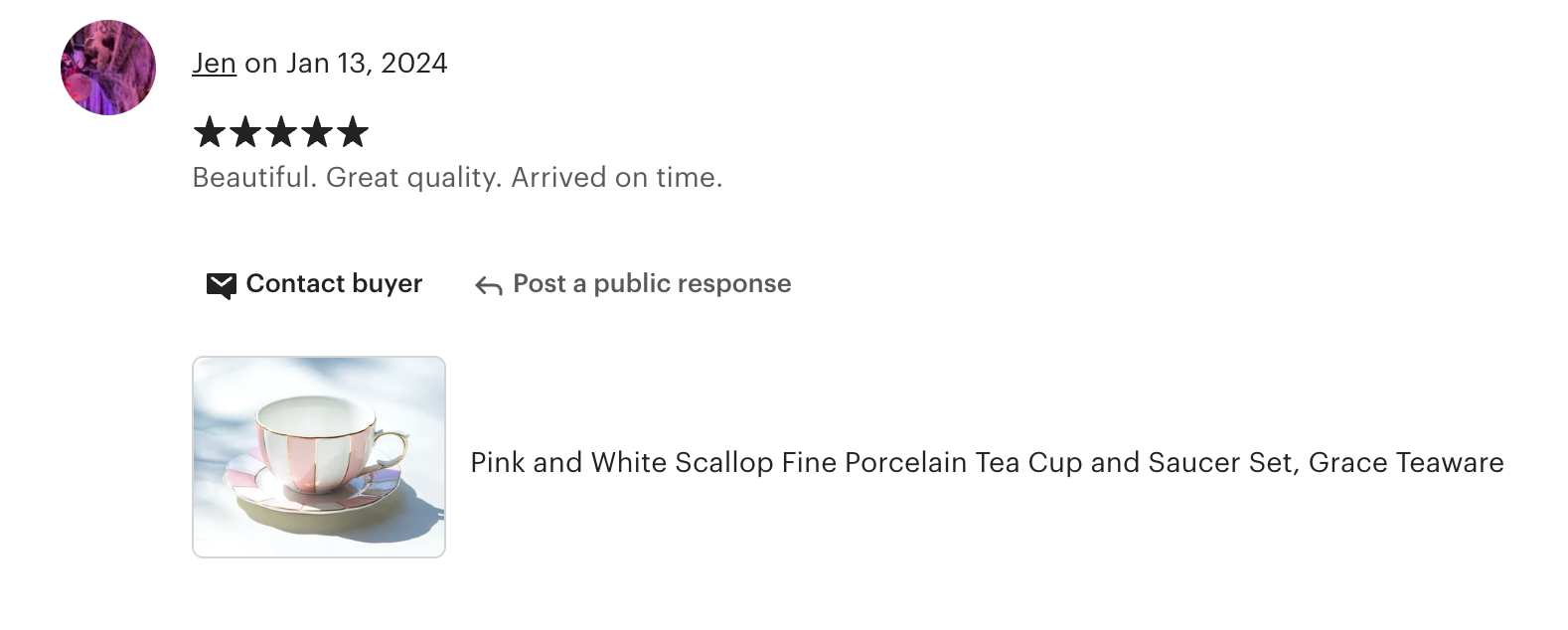 Pink and White Scallop Fine Porcelain Tea Cup and Saucer