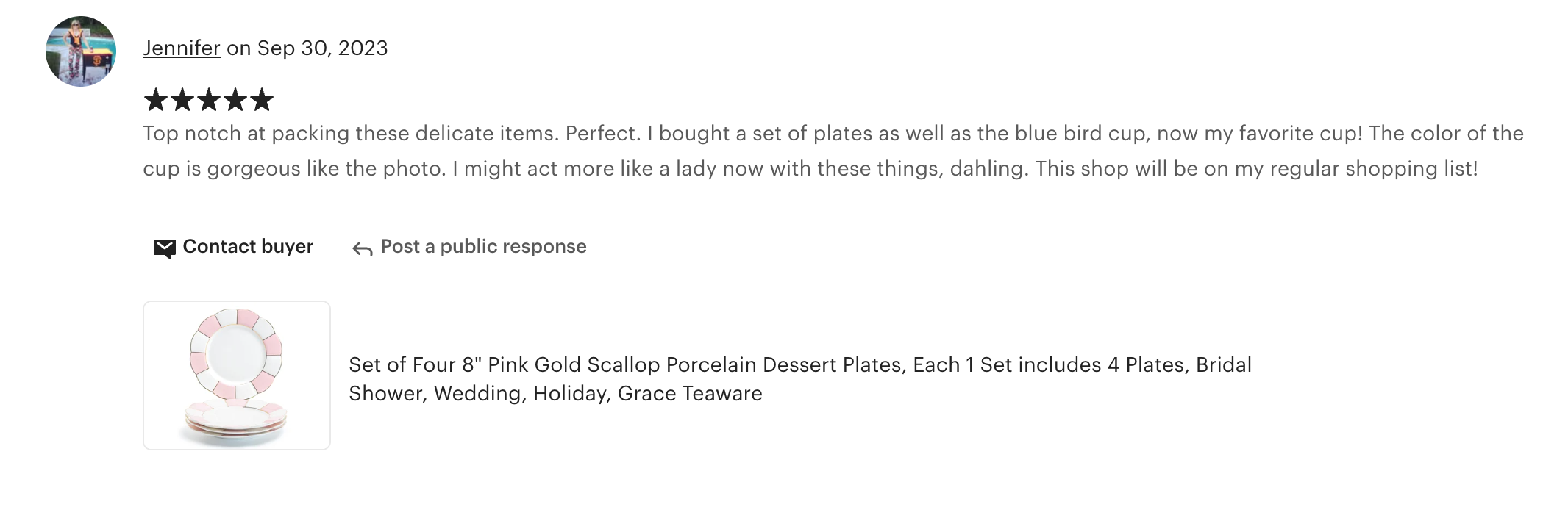 Pink and White Scallop Fine Porcelain Dessert/Dinner Plate