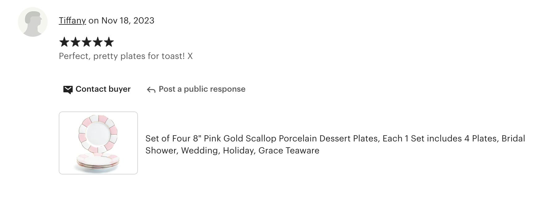 Pink and White Scallop Fine Porcelain Dessert/Dinner Plate