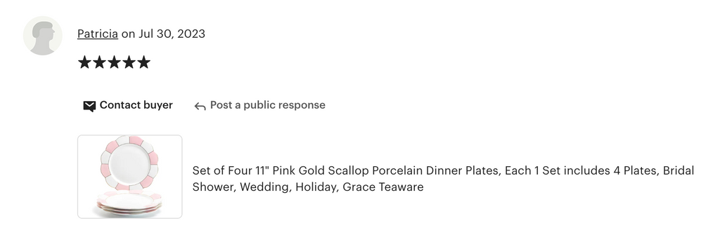 Pink and White Scallop Fine Porcelain Dessert/Dinner Plate