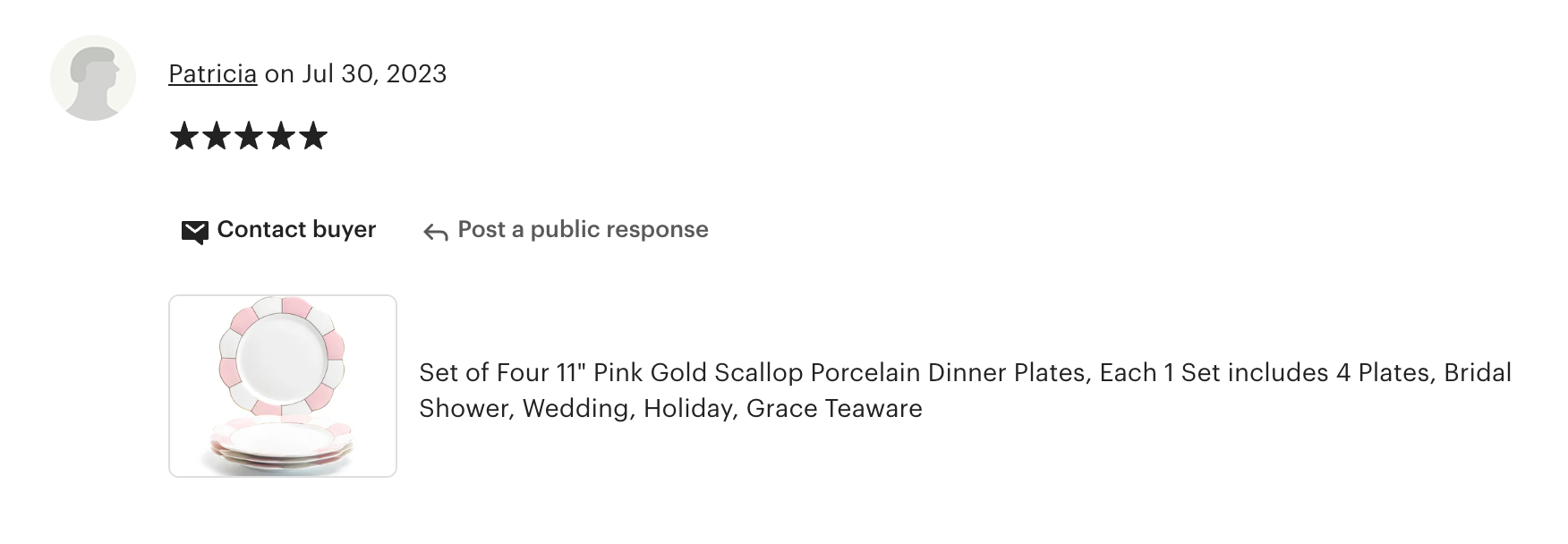Pink and White Scallop Fine Porcelain Dessert/Dinner Plate