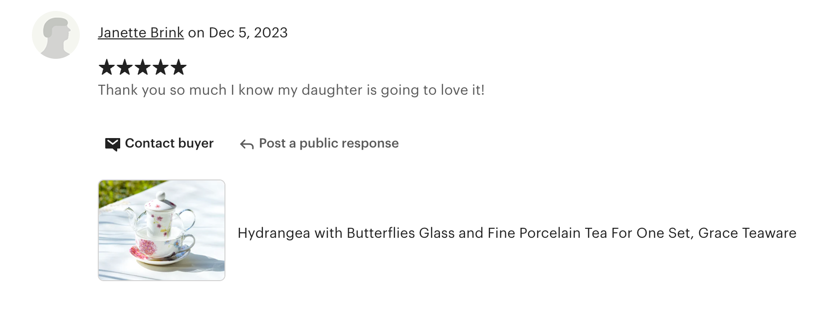Hydrangea with Butterflies Glass and Fine Porcelain Tea For One Set