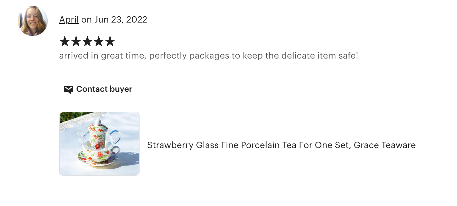 Strawberry Glass and Fine Porcelain Tea For One Set