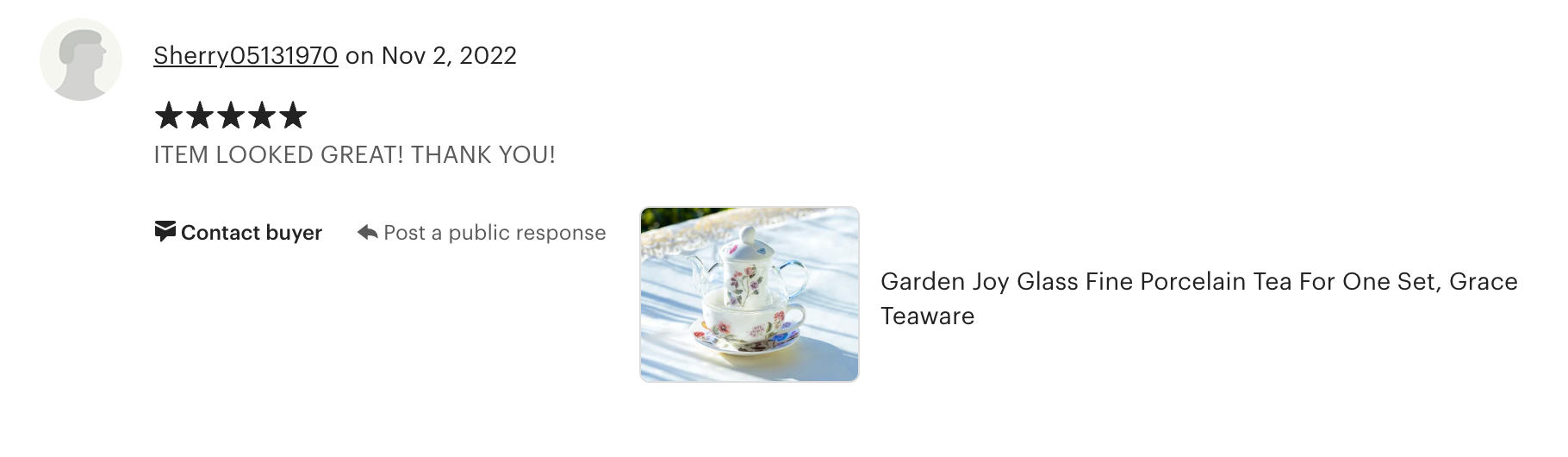 Garden Joy Glass and Fine Porcelain Tea For One Set