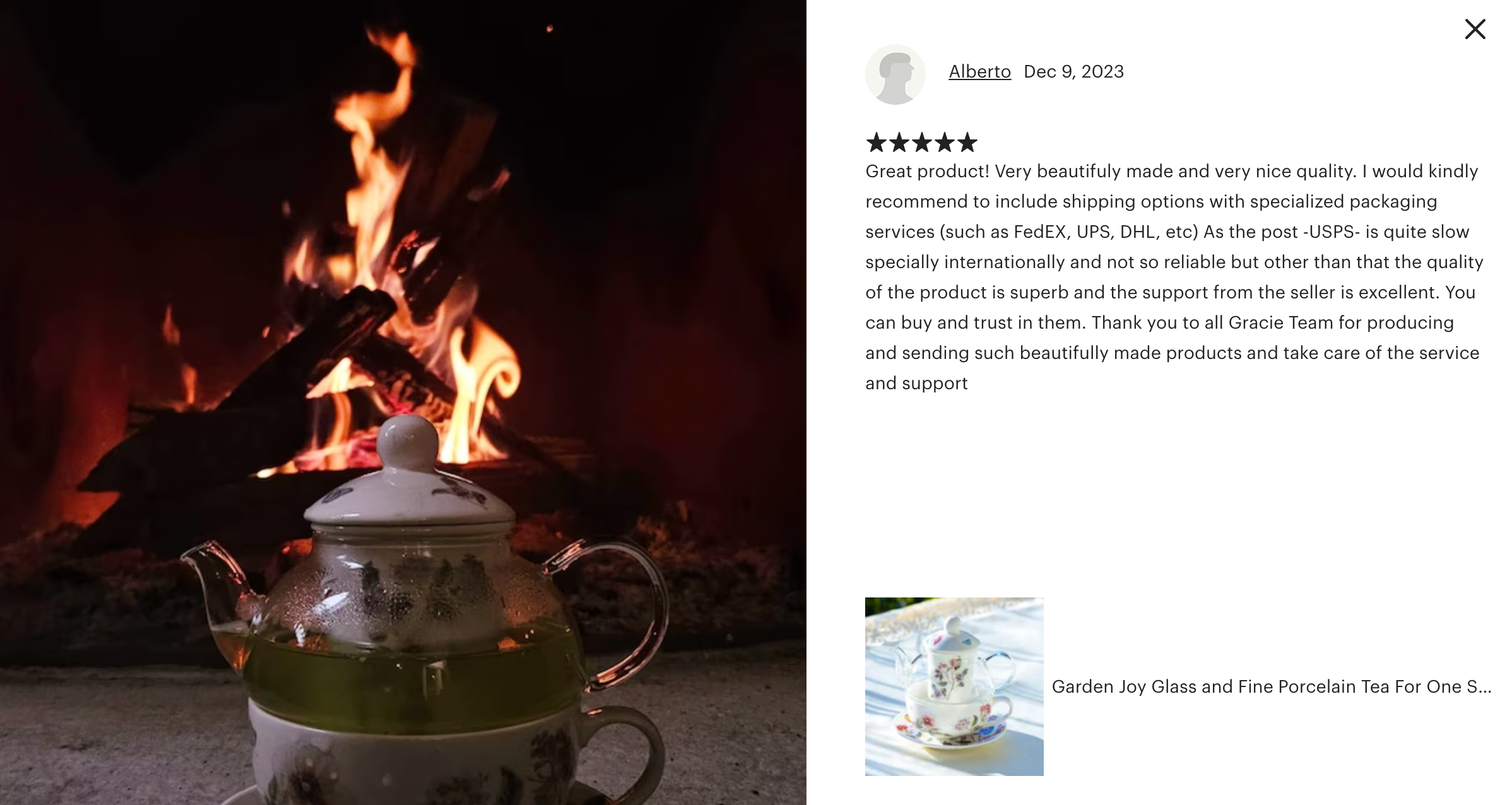 Garden Joy Glass and Fine Porcelain Tea For One Set