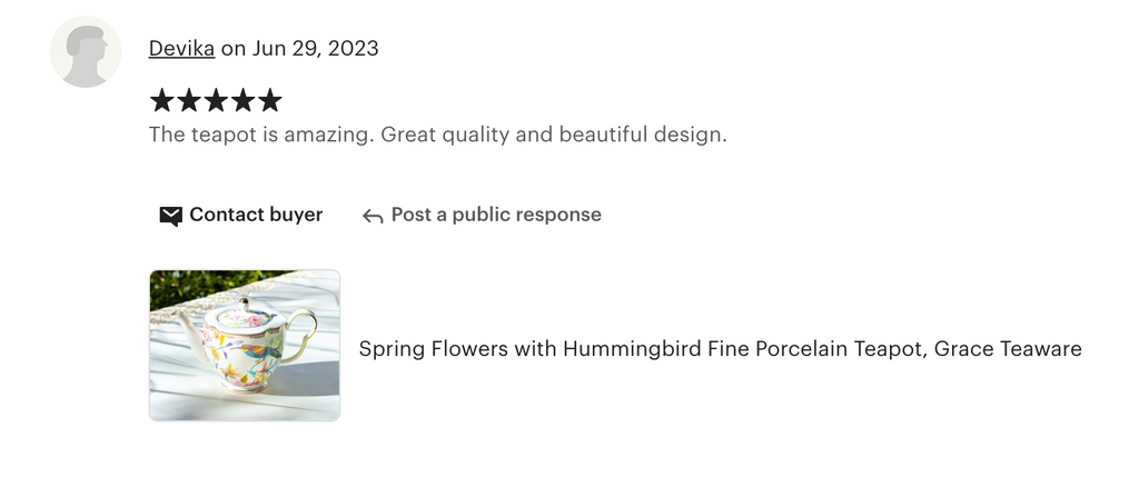 Spring Flowers with Hummingbird Fine Porcelain Teapot