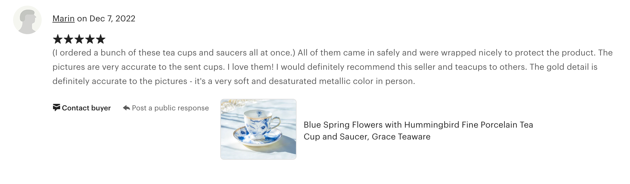 Blue Spring Flowers with Hummingbird Fine Porcelain Tea Cup and Saucer