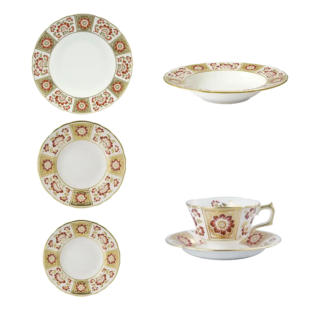 Royal Crown Derby Red Panel 36pc Set