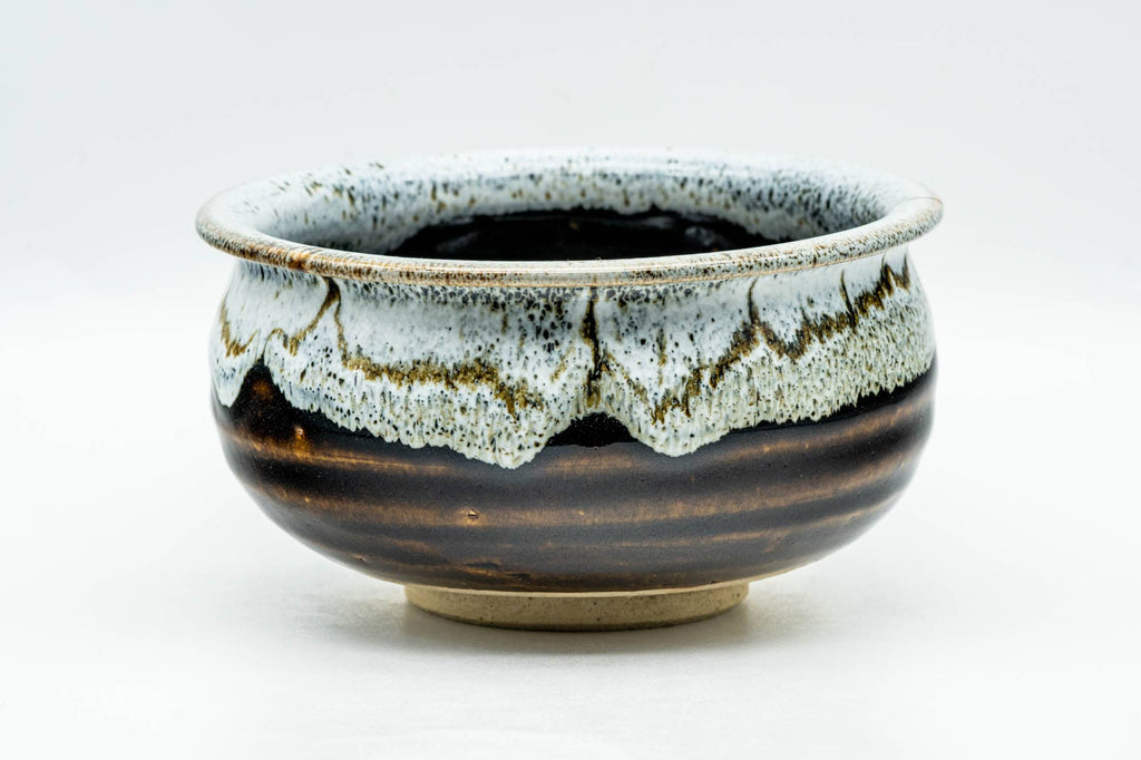 Japanese Kensui - Brown White Hare's Fur Glazed Water Bowl - 350ml