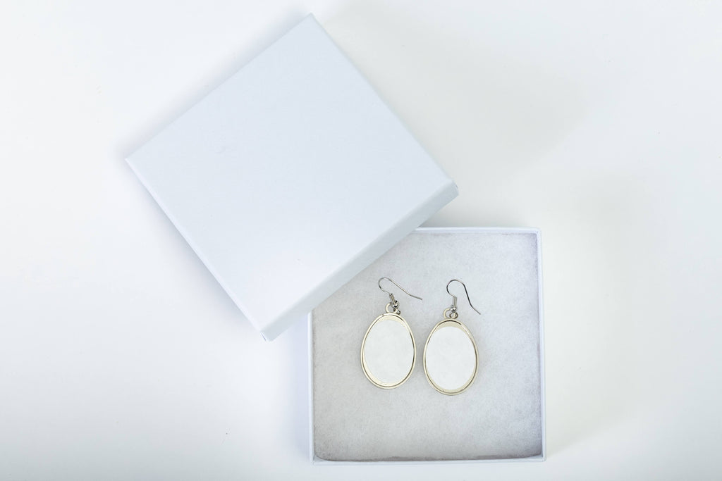 Print on Demand Oval Shaped Earring Set. Gift Box included!