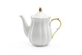 White Gold Scallop Fine Porcelain Teapot
