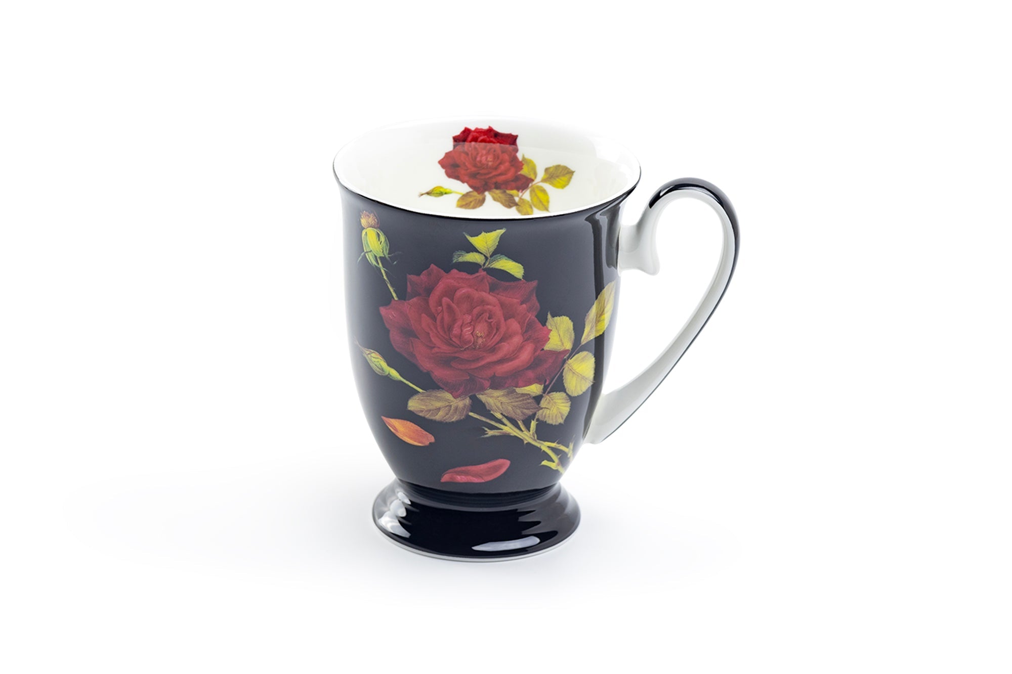 Stem Rose Black Bone China Mug