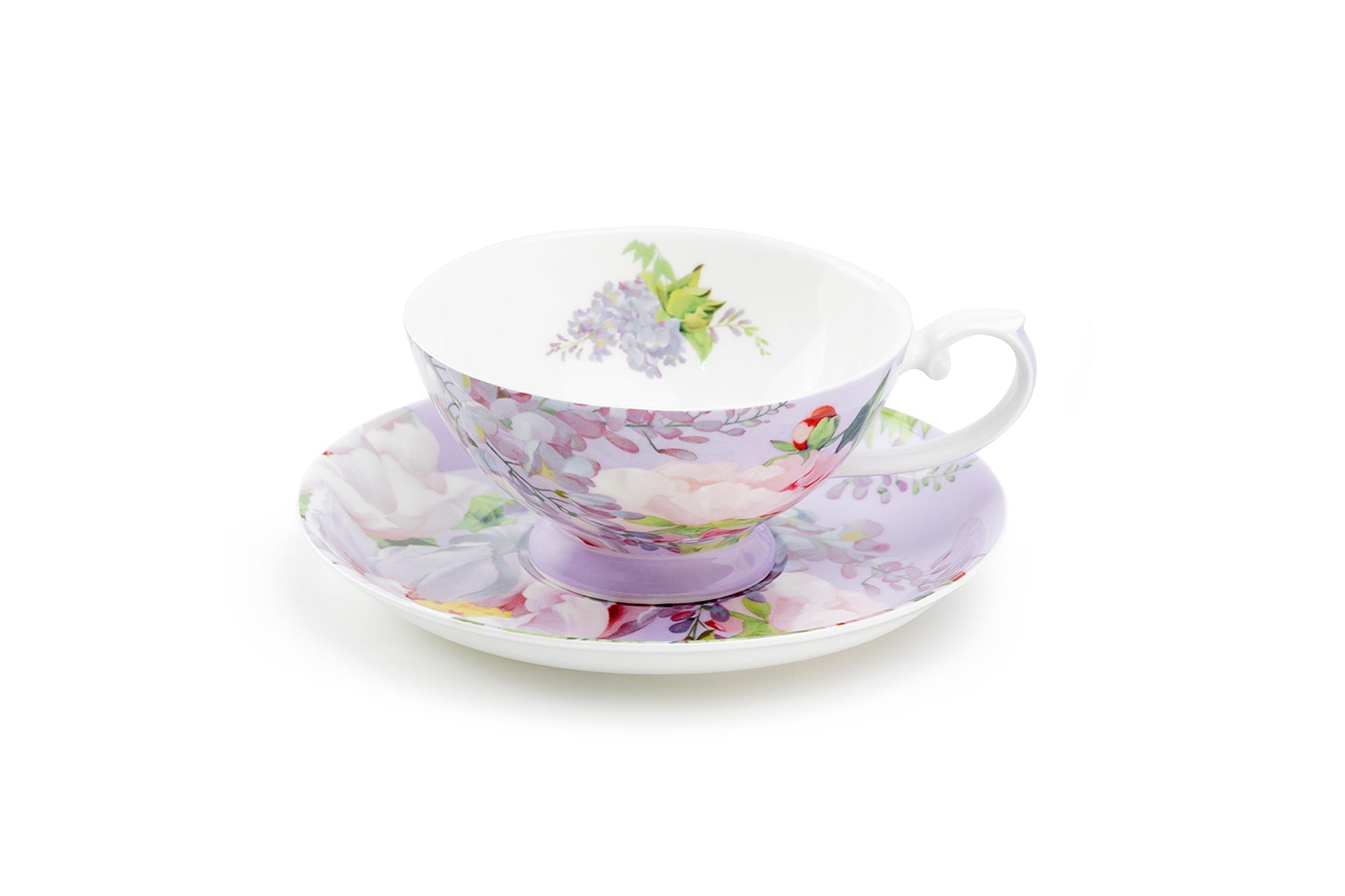 Peony Purple Bone China Cup and Saucer