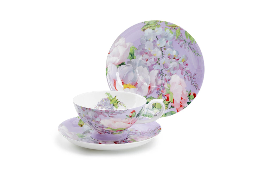 Peony Purple Bone China Cup and Saucer