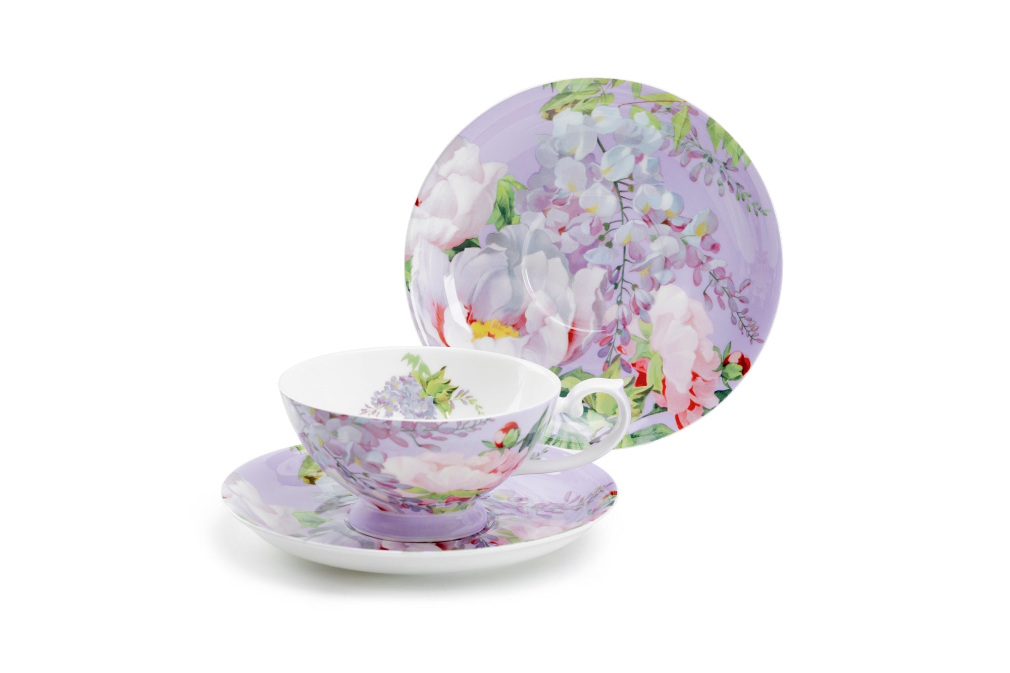Peony Purple Bone China Cup and Saucer