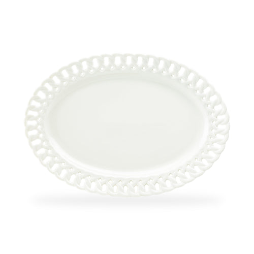 14.25" White Heirloom Fine Porcelain Oval Serving Platter