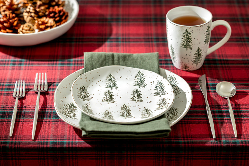 Snowy Pine Trees Organic Shape Dessert/Dinner Plate
