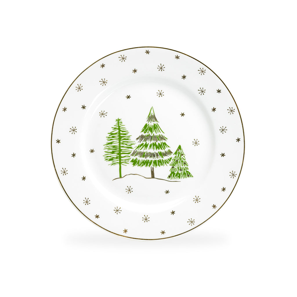 Christmas Pine Trees Fine Porcelain Salad/Dessert Plate