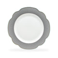 Dark Gray Stripes Scallop Fine Porcelain Dinner Plate