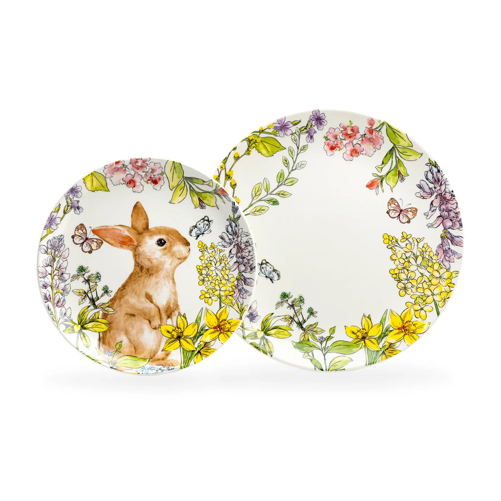 Spring Garden Bunny Salad + Dinner Plate Set - 2
