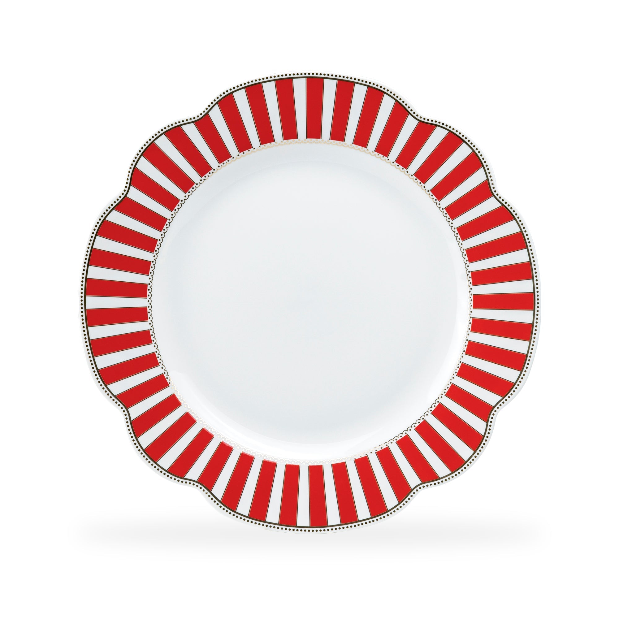 Red Josephine Stripes and Dots Fine Porcelain Dessert/Dinner Plate
