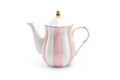 Pink and White Scallop Fine Porcelain Teapot