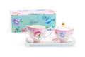 Gift Boxed Pink Flower Garden Fine Porcelain Sugar Creamer & Serving Tray Set