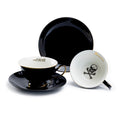 Arsenic Skull Black Gold Tea Cup and Saucer