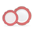 Red Josephine Stripes and Dots Fine Porcelain Dessert/Dinner Plate