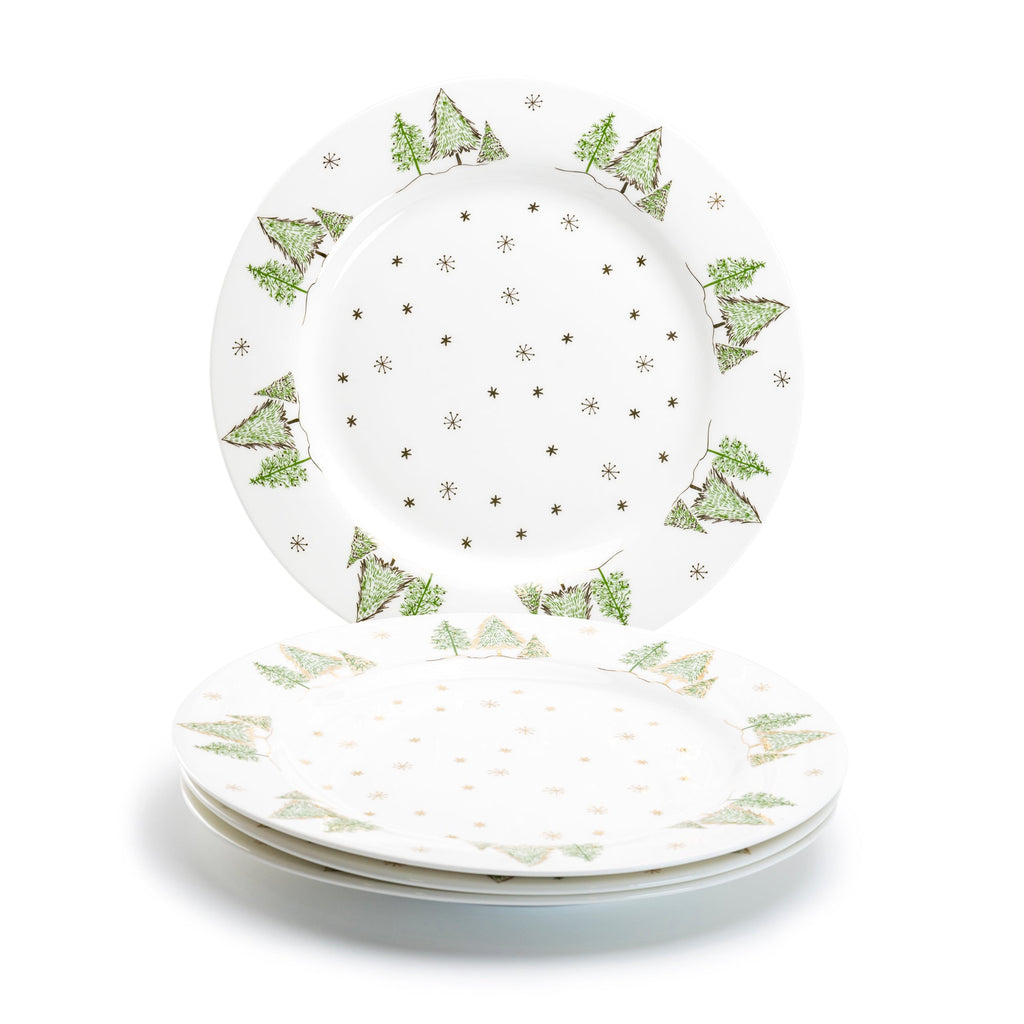 Christmas Pine Trees Fine Porcelain Dinner Plate