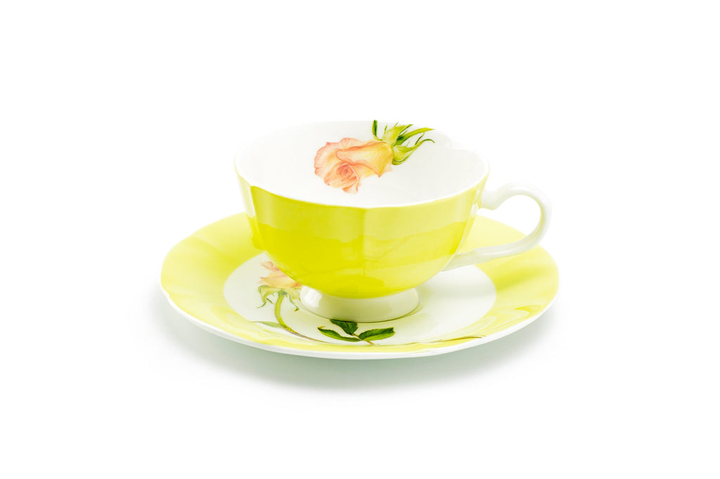 Pink Rose Bud Bone China Tea Cup and Saucer
