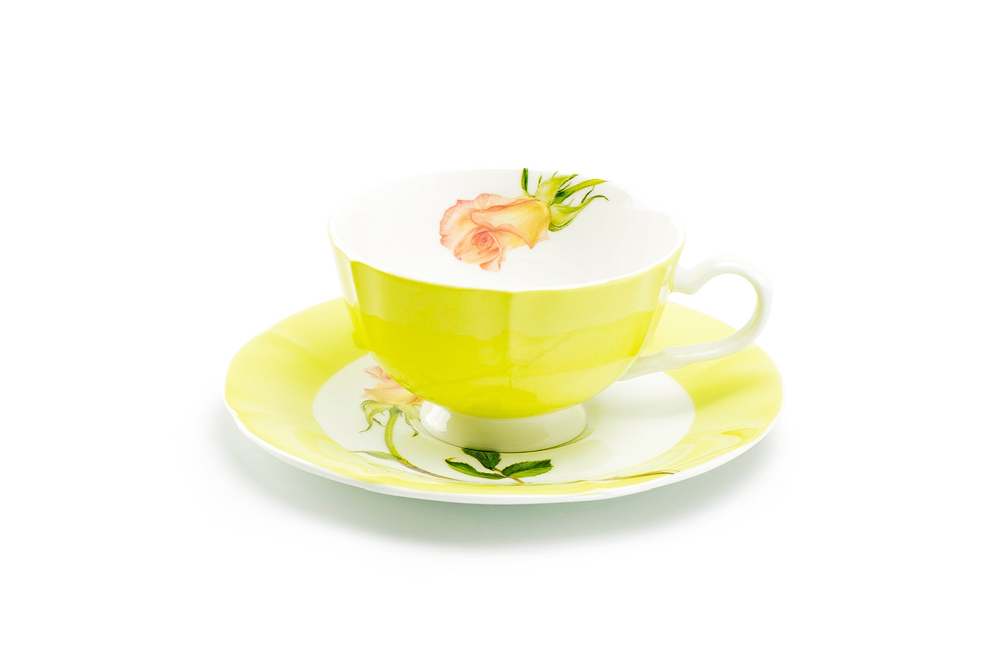 Pink Rose Bud Bone China Tea Cup and Saucer