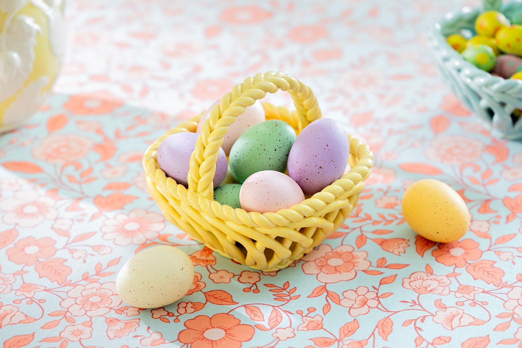 Hand Woven Easter Small Basket - Yellow