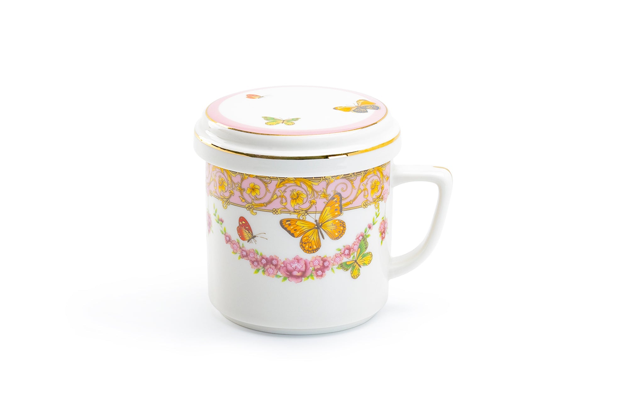 Butterflies with Pink Ornament Fine Porcelain Mug