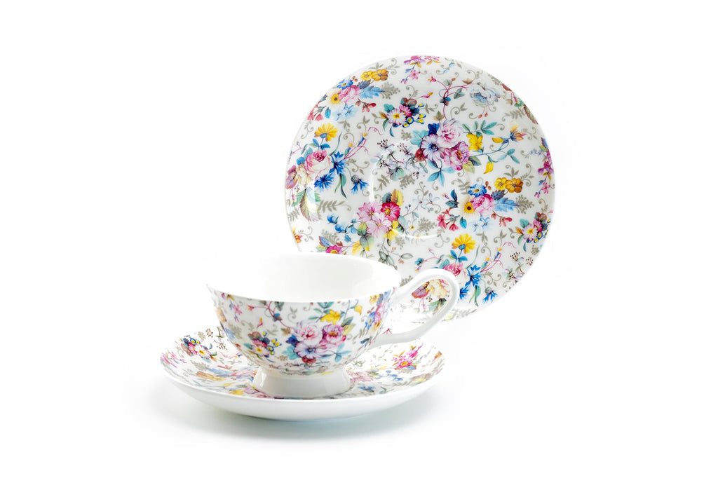 Victorian Petite Rose White Bone China Cup and Saucer