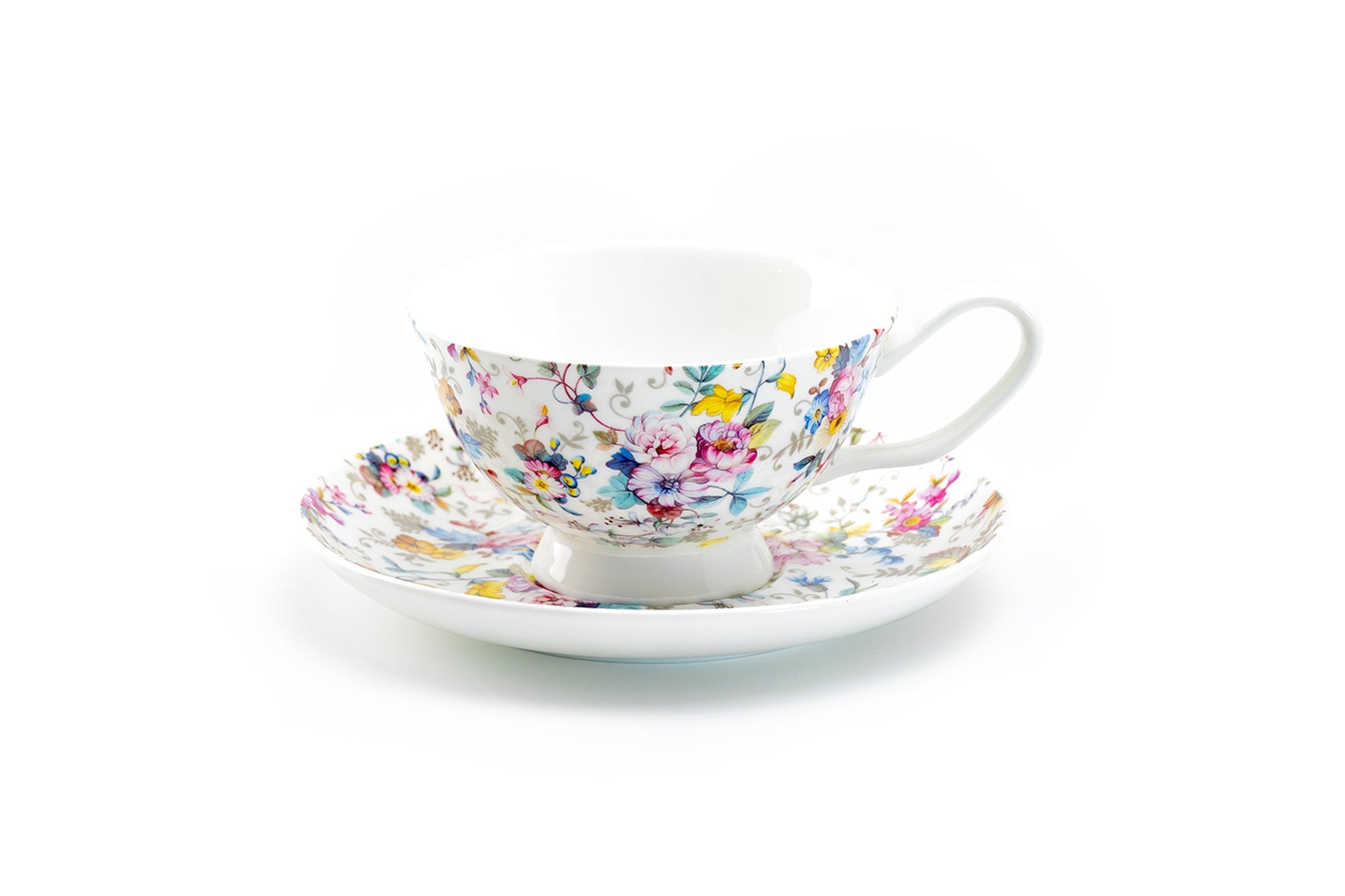 Victorian Petite Rose White Bone China Cup and Saucer
