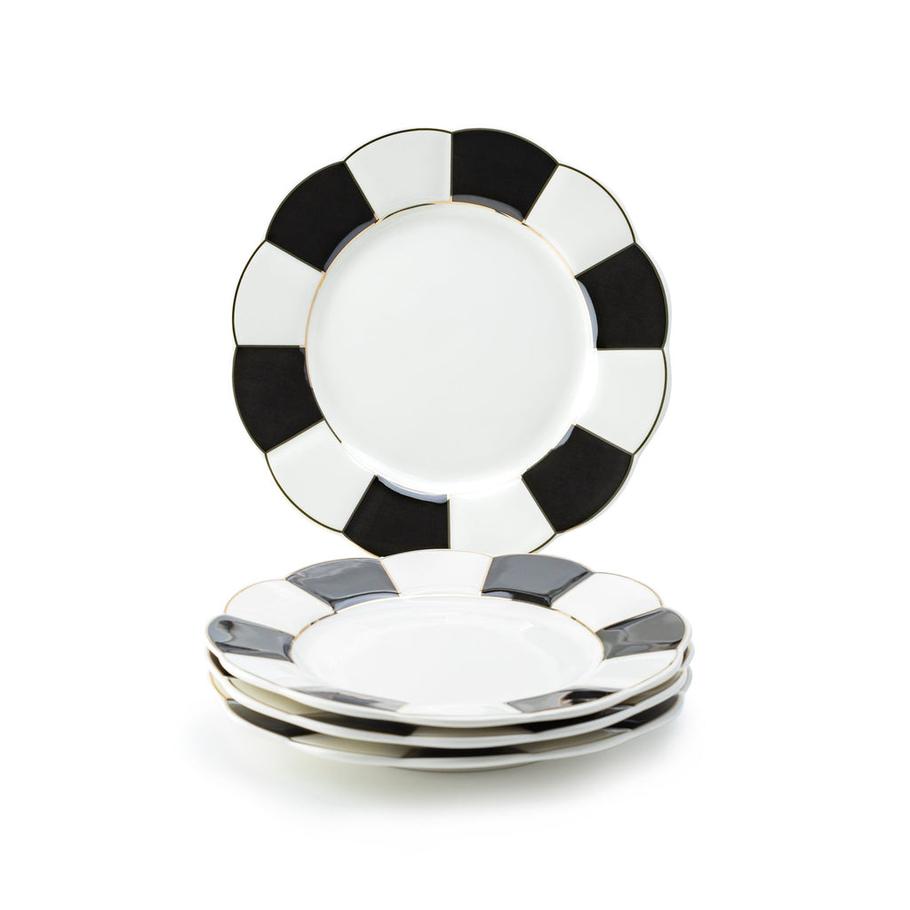 Black and White Scallop Fine Porcelain Dessert/Dinner Plate
