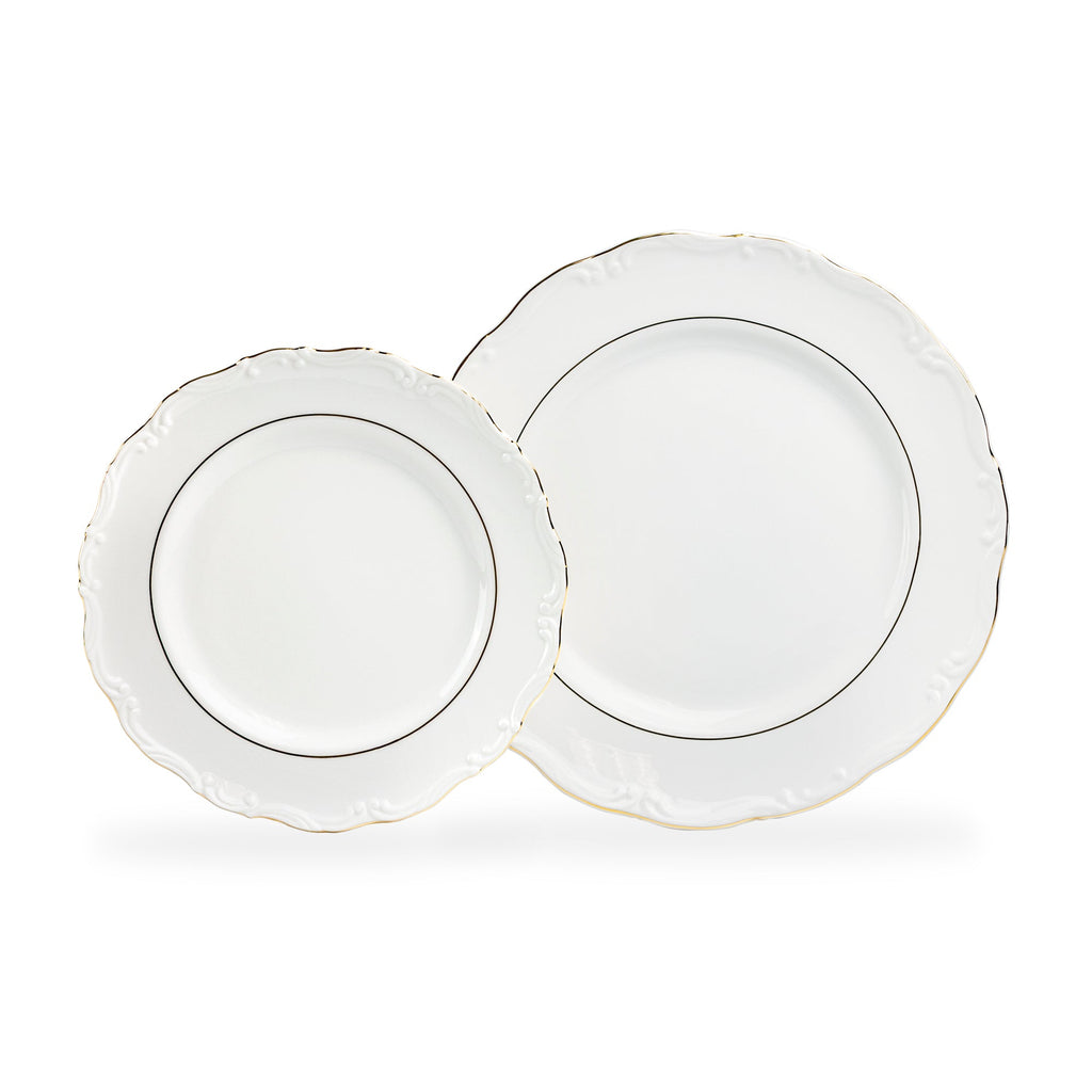 Rococo White Gold Fine Porcelain Dessert/Dinner Plate