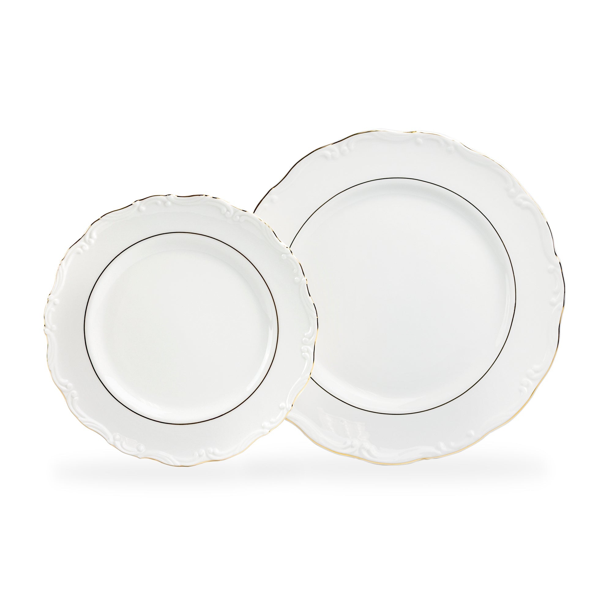 Rococo White Gold Fine Porcelain Dessert/Dinner Plate