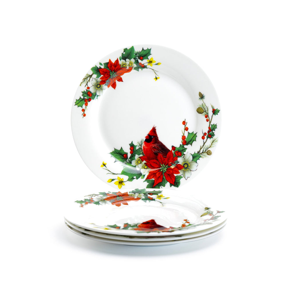 7.5" Cardinal Poinsettia Bone China Dessert Plate
