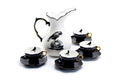Witches Brew Pitcher + 4 Raven Tea Cup and Saucer Sets