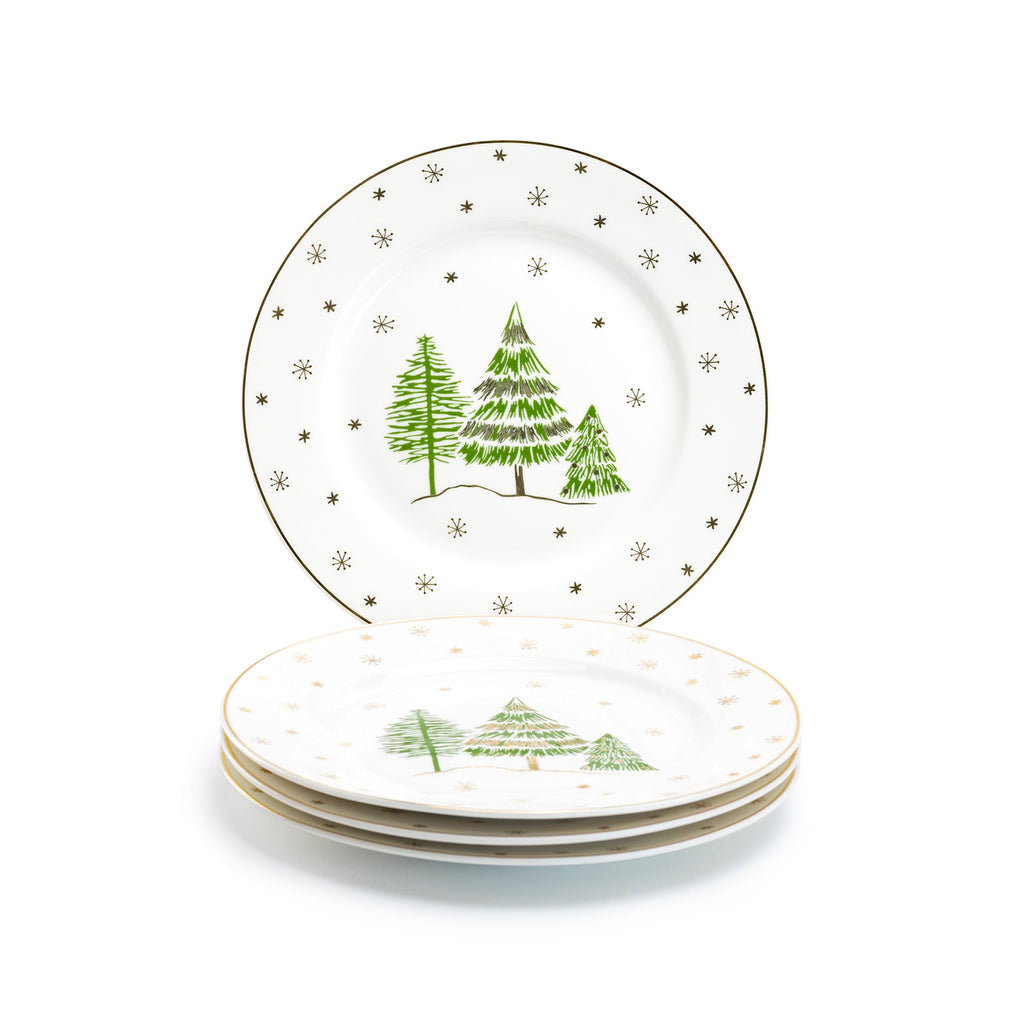 Christmas Pine Trees Fine Porcelain Salad/Dessert Plate