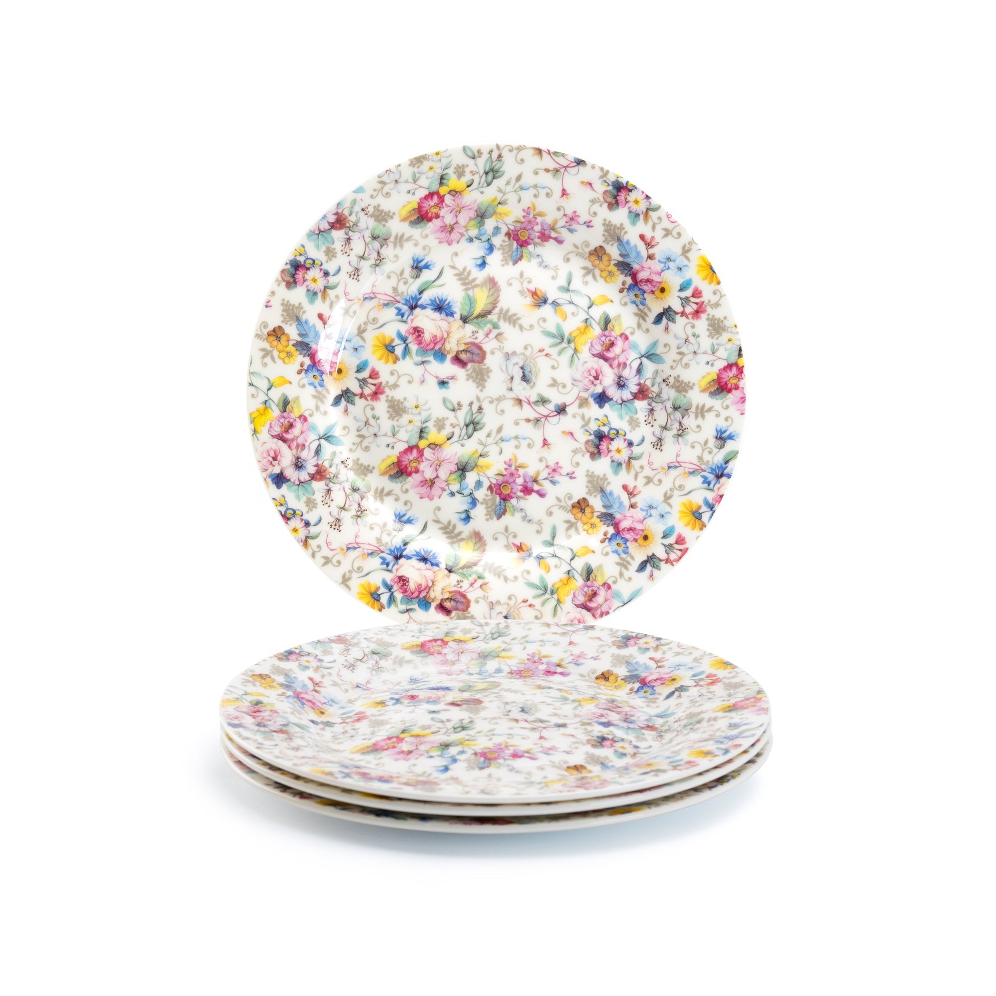 7.5" Victorian Petite Rose White Bone China Dessert Plate