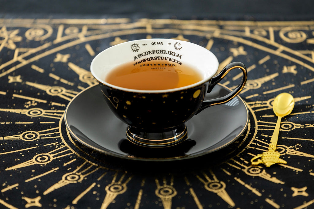 Ouija Astrology Black Gold Tea Cup and Saucer