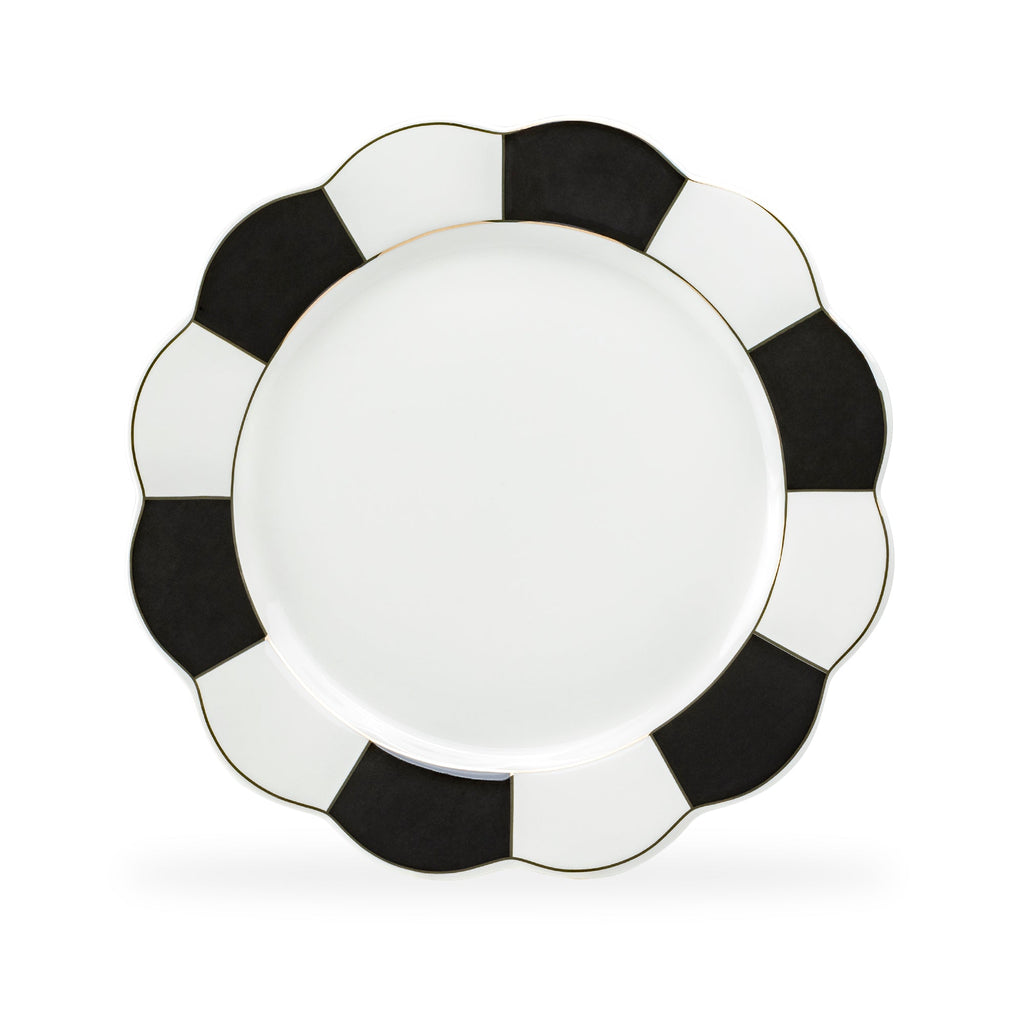 Black and White Scallop Fine Porcelain Dessert/Dinner Plate