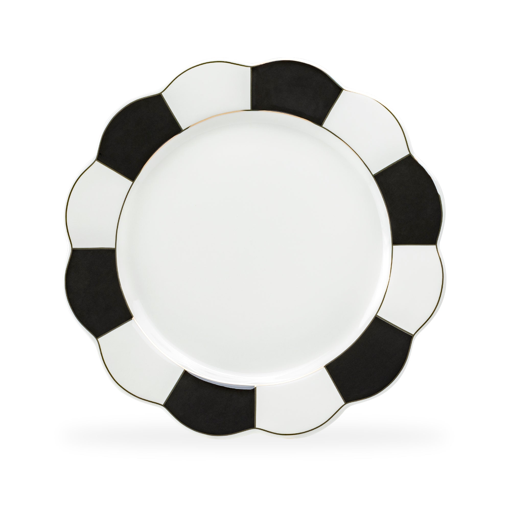 Black and White Scallop Fine Porcelain Dessert / Dinner Plate - CLEARANCE