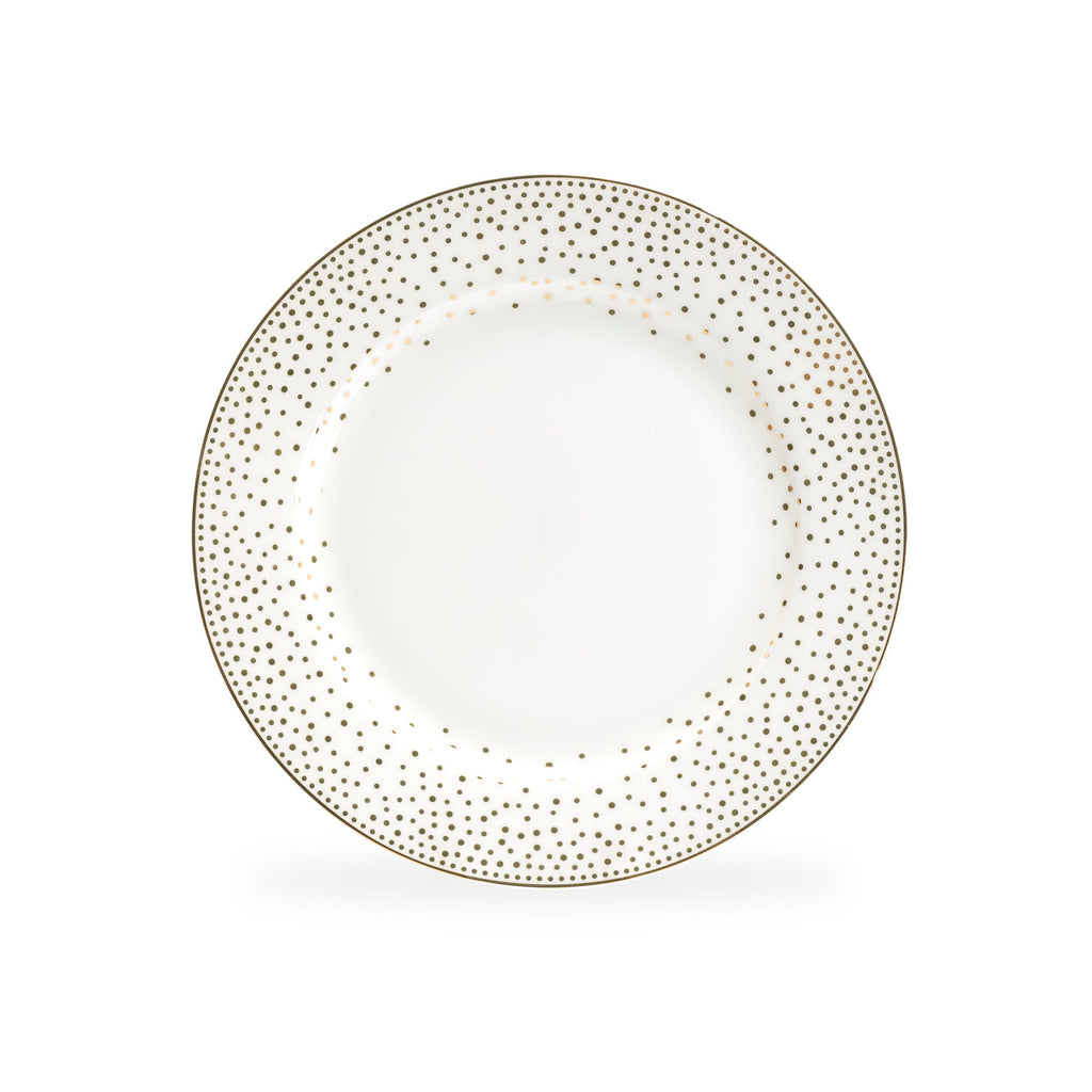 Gold Dots White Bone China Dessert/Dinner Plate