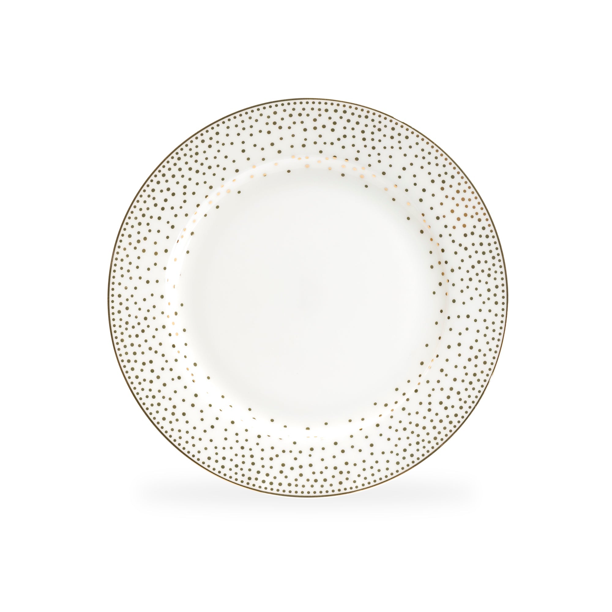 Gold Dots White Bone China Dessert/Dinner Plate