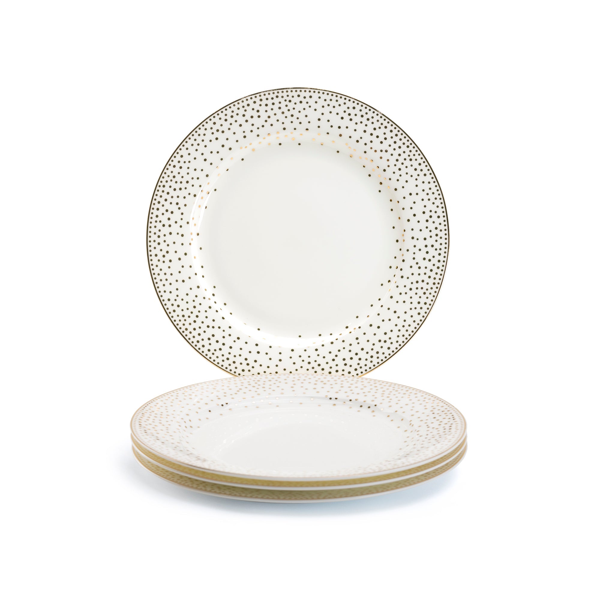 Gold Dots White Bone China Dessert/Dinner Plate